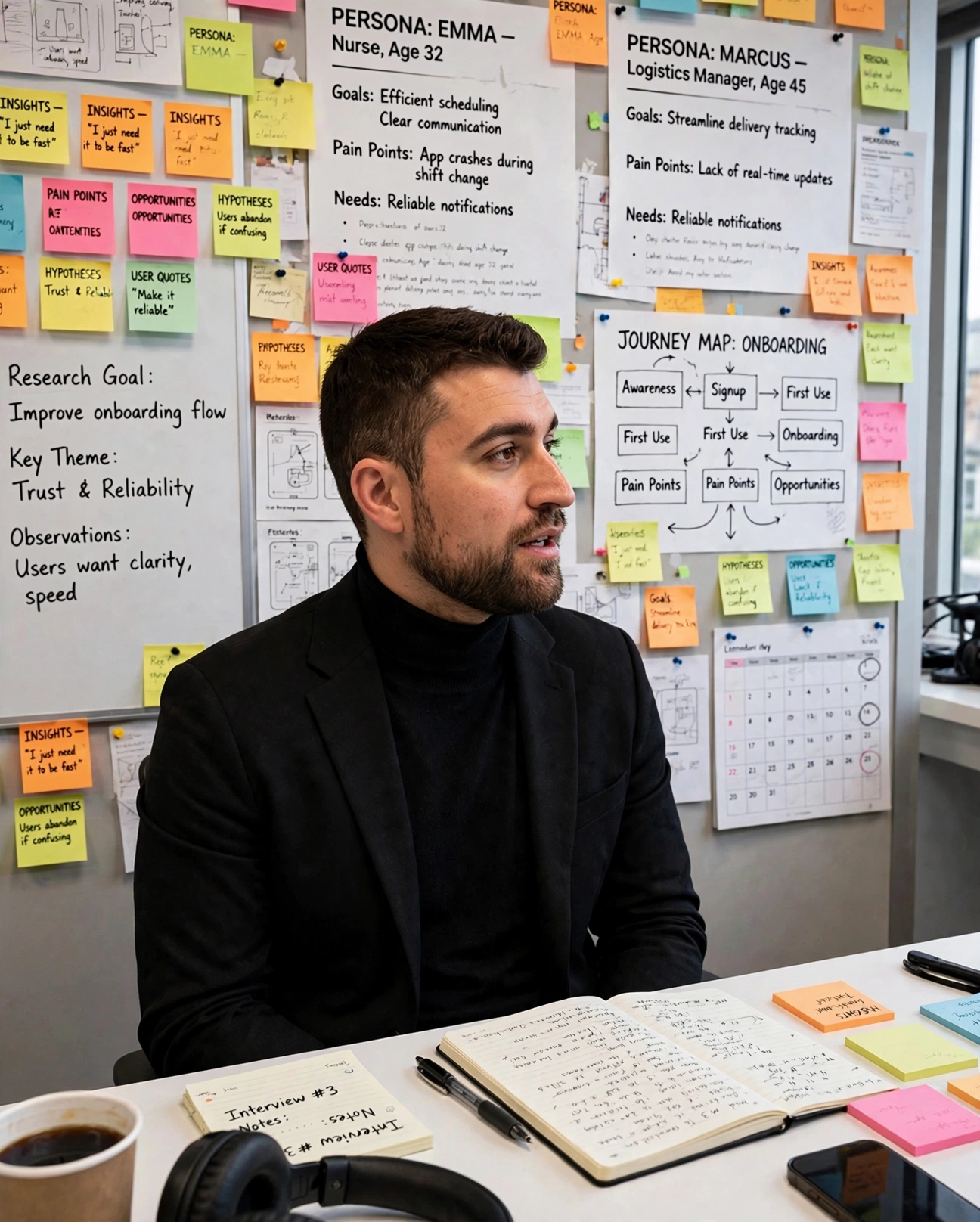 UX researcher conducting an interview